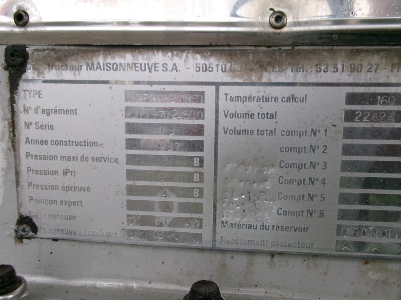Tanker dorse nakliyatı için kimyasal maddeleri Maisonneuve Chemical tank inox 22.3 m3 / 1 comp: fotoğraf 33