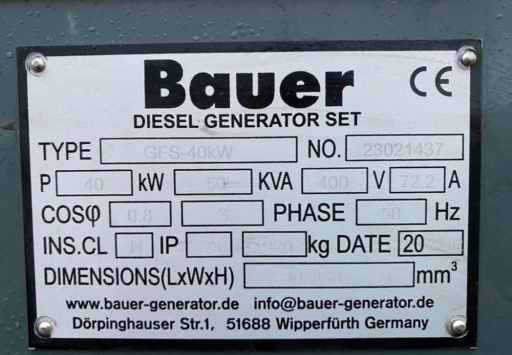 Bauer GFS-40KW ATS 50KVA Diesel 400/230V Generator NEW  finansal kiralama Bauer GFS-40KW ATS 50KVA Diesel 400/230V Generator NEW: fotoğraf 10