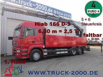 Sal/ Açık kasa kamyon MAN TGA 26.430 HIAB 166 D-3 10, m= 1,46t. Euro 4  BC: fotoğraf 1