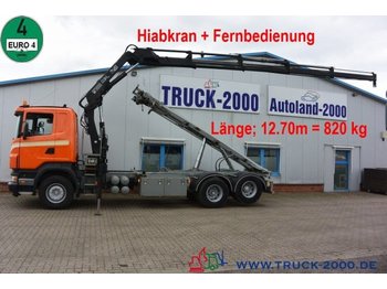 Kablo sistemli kamyon, Vinçli kamyon Scania R 340 Seil-Abrollkipper mit Hiab Ladekran + FB: fotoğraf 1