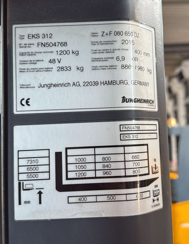 Sipariş hazırlama makinası Jungheinrich EKS312