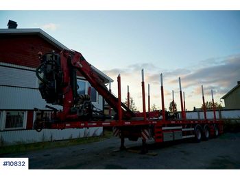 Orman römorku, Dorse Nordic Trailer timber trailer w / push-out and 16.5 t / m Hiab Timber crane: fotoğraf 1