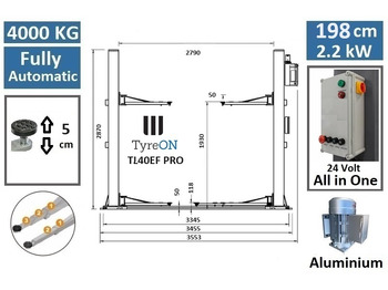Garaj ekipman TL40EF PRO 2 column lift fully automatic - Stable base mounting frame for placement on poor quality concrete, uneven floor surface or 15 cm thick concrete: fotoğraf 2 Garaj ekipman TL40EF PRO 2 column lift fully automatic - Stable base mounting frame for placement on poor quality concrete, uneven floor surface or 15 cm thick concrete: fotoğraf 2