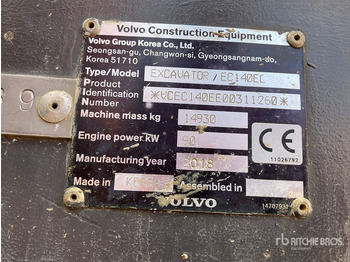 Paletli ekskavatör 2018 Volvo EC140EL Tracked Excavator: fotoğraf 2