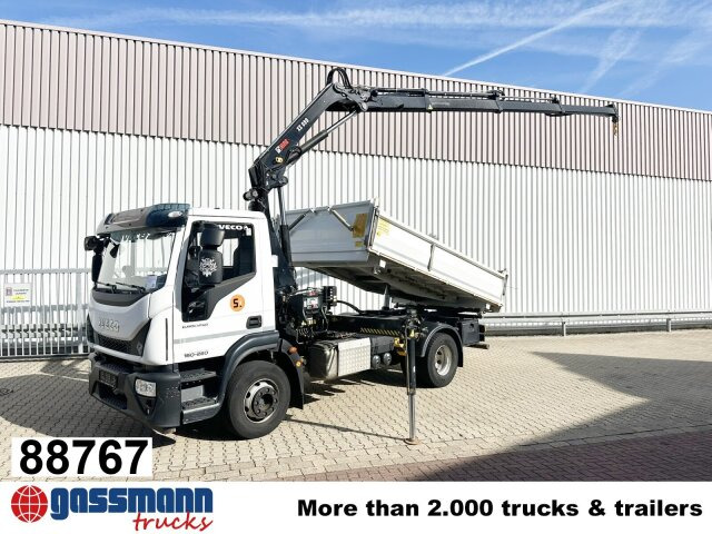 Iveco EuroCargo ML160E28 4x2 mit Kran Hiab XS099E-3 - Damperli kamyon, Vinçli kamyon: fotoğraf 1 Iveco EuroCargo ML160E28 4x2 mit Kran Hiab XS099E-3 - Damperli kamyon, Vinçli kamyon: fotoğraf 1