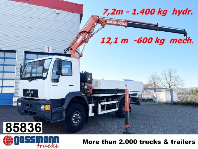 MAN 14.224 LAC 4x4 BB mit Kran Atlas 100.1 - Sal/ Açık kasa kamyon, Vinçli kamyon: fotoğraf 1 MAN 14.224 LAC 4x4 BB mit Kran Atlas 100.1 - Sal/ Açık kasa kamyon, Vinçli kamyon: fotoğraf 1