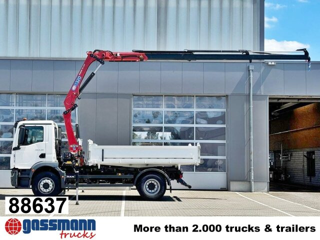 MAN TGM 18.320 4x2, Kran HMF 1320 K3, Funk - Damperli kamyon, Vinçli kamyon: fotoğraf 1 MAN TGM 18.320 4x2, Kran HMF 1320 K3, Funk - Damperli kamyon, Vinçli kamyon: fotoğraf 1