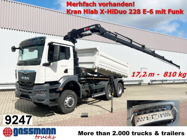 MAN TGS 33.430 6x6 BB CH mit Kran Hiab X-HiDuo 228 - Damperli kamyon, Vinçli kamyon: fotoğraf 1 MAN TGS 33.430 6x6 BB CH mit Kran Hiab X-HiDuo 228 - Damperli kamyon, Vinçli kamyon: fotoğraf 1