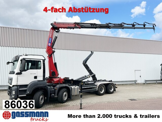 MAN TGS 35.480 8X4 BL, Intarder, Kran HMF 3220-K6, - Kancalı yükleyici kamyon, Vinçli kamyon: fotoğraf 1 MAN TGS 35.480 8X4 BL, Intarder, Kran HMF 3220-K6, - Kancalı yükleyici kamyon, Vinçli kamyon: fotoğraf 1