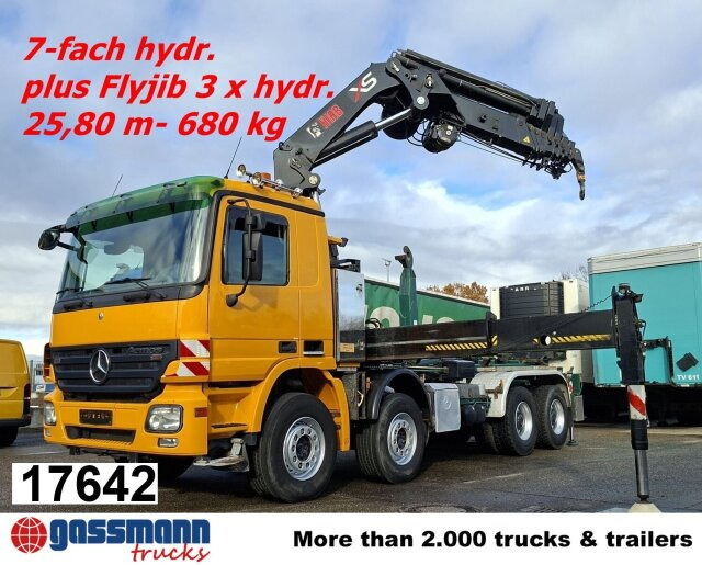 Mercedes-Benz Actros 4146 K 8x4/4, Retarder, Kran Hiab XS 477 - Kancalı yükleyici kamyon, Vinçli kamyon: fotoğraf 1 Mercedes-Benz Actros 4146 K 8x4/4, Retarder, Kran Hiab XS 477 - Kancalı yükleyici kamyon, Vinçli kamyon: fotoğraf 1