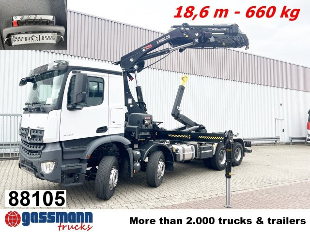 Mercedes-Benz Arocs 4142 B 8x4/4, Grounder, Funk - Kancalı yükleyici kamyon, Vinçli kamyon: fotoğraf 1 Mercedes-Benz Arocs 4142 B 8x4/4, Grounder, Funk - Kancalı yükleyici kamyon, Vinçli kamyon: fotoğraf 1