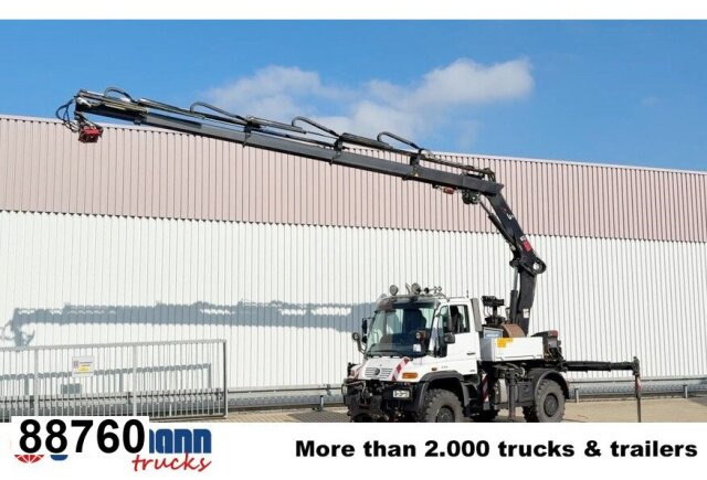 Unimog U400 4x4, Frontzapfwelle, Heckkran Hiab XS - Sal/ Açık kasa kamyon, Vinçli kamyon: fotoğraf 1 Unimog U400 4x4, Frontzapfwelle, Heckkran Hiab XS - Sal/ Açık kasa kamyon, Vinçli kamyon: fotoğraf 1