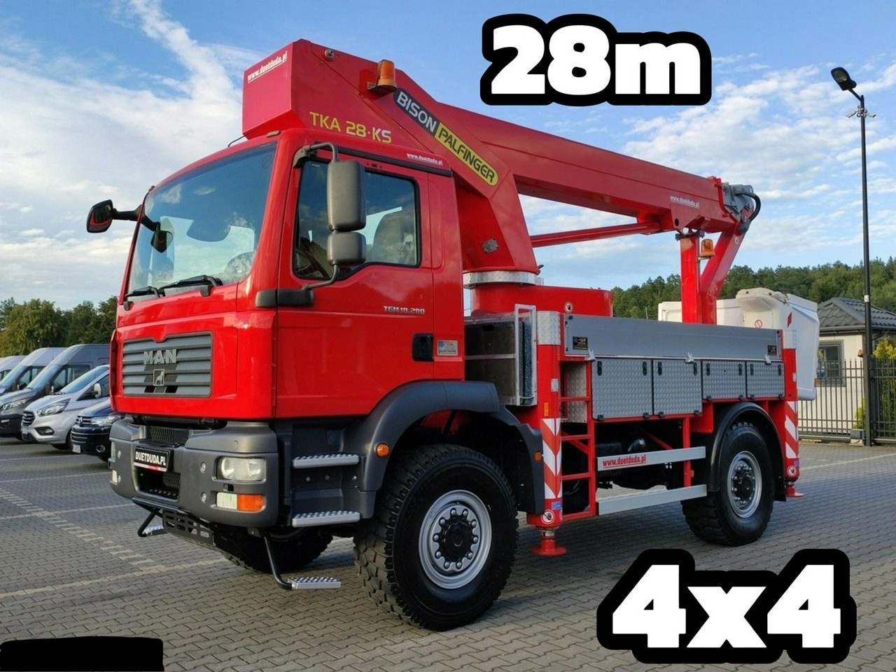 MAN TGM 18.280 4x4 Zwyżka Bison Palfinger TKA 28 Podnośnik Koszowy - Araç üzerine platform: fotoğraf 1 MAN TGM 18.280 4x4 Zwyżka Bison Palfinger TKA 28 Podnośnik Koszowy - Araç üzerine platform: fotoğraf 1