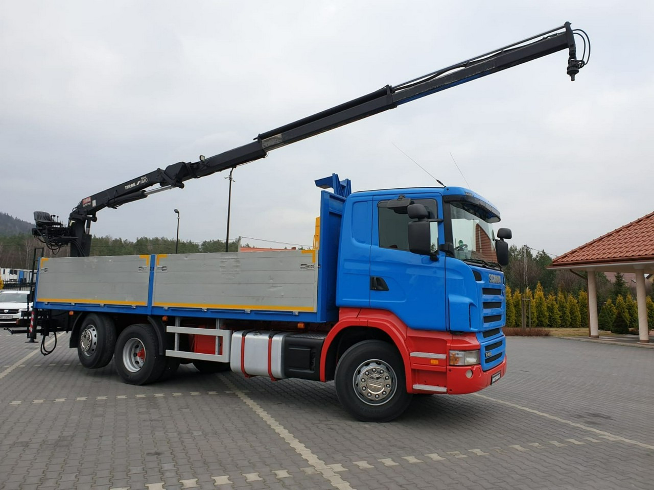 Scania R 400 LB 6x2 HDS Budowlanka Widły Oś Skrętna Super Stan - Sal/ Açık kasa kamyon, Vinçli kamyon: fotoğraf 1 Scania R 400 LB 6x2 HDS Budowlanka Widły Oś Skrętna Super Stan - Sal/ Açık kasa kamyon, Vinçli kamyon: fotoğraf 1