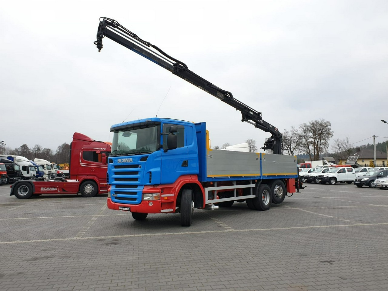 Scania R 400 LB 6x2 HDS Budowlanka Widły Oś Skrętna Super Stan - Sal/ Açık kasa kamyon, Vinçli kamyon: fotoğraf 3 Scania R 400 LB 6x2 HDS Budowlanka Widły Oś Skrętna Super Stan - Sal/ Açık kasa kamyon, Vinçli kamyon: fotoğraf 3