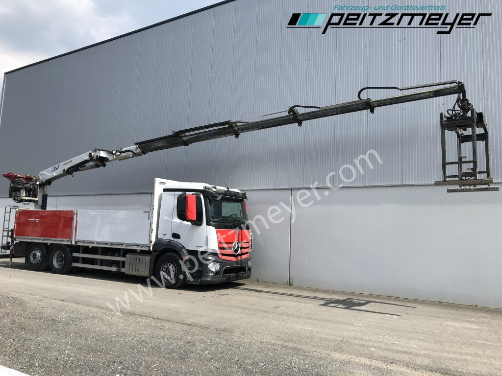 Sal/ Açık kasa kamyon, Vinçli kamyon MERCEDES-BENZ Antos 2536 LL Pritsche HMF 2110-L5 5 fach Ausschub mit Steinzange: fotoğraf 17