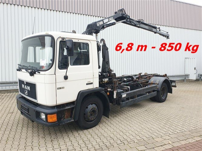 MAN 14.152 F 4x2 BB 14.152 F 4x2 BB mit Kran Hiab 060-2 - Kancalı yükleyici kamyon, Vinçli kamyon: fotoğraf 1 MAN 14.152 F 4x2 BB 14.152 F 4x2 BB mit Kran Hiab 060-2 - Kancalı yükleyici kamyon, Vinçli kamyon: fotoğraf 1