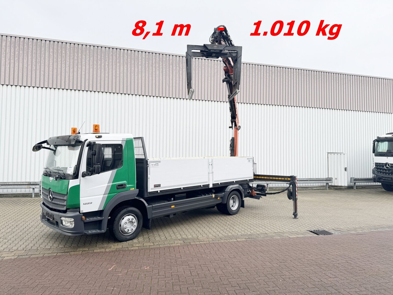 Mercedes-Benz Atego 1223 L 4x2 Atego 1223 L 4x2 mit Heckkran Atlas 88.3-A2L, Funk - Vinçli kamyon, Sal/ Açık kasa kamyon: fotoğraf 1 Mercedes-Benz Atego 1223 L 4x2 Atego 1223 L 4x2 mit Heckkran Atlas 88.3-A2L, Funk - Vinçli kamyon, Sal/ Açık kasa kamyon: fotoğraf 1