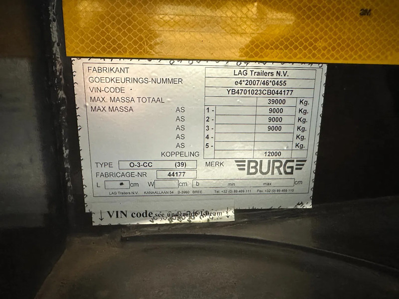 Konteynır taşıyıcı/ Yedek karoser dorse Burg 20FT / 20FT SWAP ADR (EX/II, EX/III, FL, AT), Leergewicht : 3.690kg, SAF INTRADISC, 2x Liftachse, NL-Chassis, APK/ADR: 08-2025: fotoğraf 20