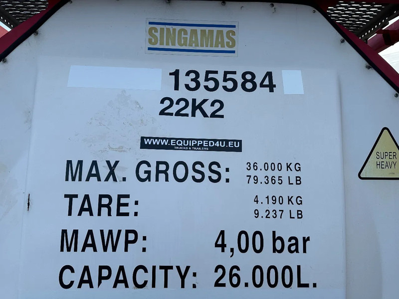 Depolama tankı nakliyatı için yakıt SINGAMAS 20FT ISO, 26.000L/1-COMP/3 BAFFELS/3 manholes, ADR inspectio valid till: 07/2025: fotoğraf 13