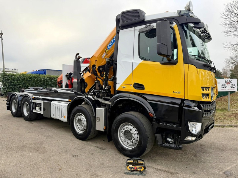 Mercedes-Benz AROCS 4143 8X4 WAF HOOKLIFT + CRANE EFFER 395 4S + ROTATOR + RADIO - 5/6 F - BE TRUCK - VERY NICE CONDITION - Kancalı yükleyici kamyon, Vinçli kamyon: fotoğraf 2 Mercedes-Benz AROCS 4143 8X4 WAF HOOKLIFT + CRANE EFFER 395 4S + ROTATOR + RADIO - 5/6 F - BE TRUCK - VERY NICE CONDITION - Kancalı yükleyici kamyon, Vinçli kamyon: fotoğraf 2