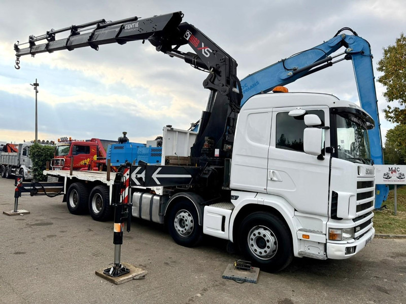 Scania 114C-380 8x4 + CRANE HIAB 700 E-5 - PLATFORM 6m80 + TWISTLOCKS - MANUAL - RETARDER - STEEL SPRING / BIG AXLE HUB REDUCTION - AP ACHSEN - Vinçli kamyon: fotoğraf 1 Scania 114C-380 8x4 + CRANE HIAB 700 E-5 - PLATFORM 6m80 + TWISTLOCKS - MANUAL - RETARDER - STEEL SPRING / BIG AXLE HUB REDUCTION - AP ACHSEN - Vinçli kamyon: fotoğraf 1