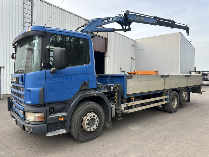 Scania P 94-220 6x2 + CRANE / GRUA MKG HLK 125 - STEEL CARRIER - MANUAL 4+4 - LIFT + STEERING AXLE - BE TRUCK - Vinçli kamyon: fotoğraf 1 Scania P 94-220 6x2 + CRANE / GRUA MKG HLK 125 - STEEL CARRIER - MANUAL 4+4 - LIFT + STEERING AXLE - BE TRUCK - Vinçli kamyon: fotoğraf 1