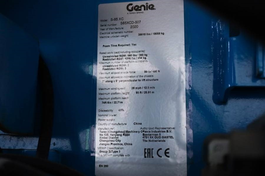 Teleskopik platform Genie S85XC Valid inspection, *Guarantee! Diesel, 4x4 Dr: fotoğraf 7