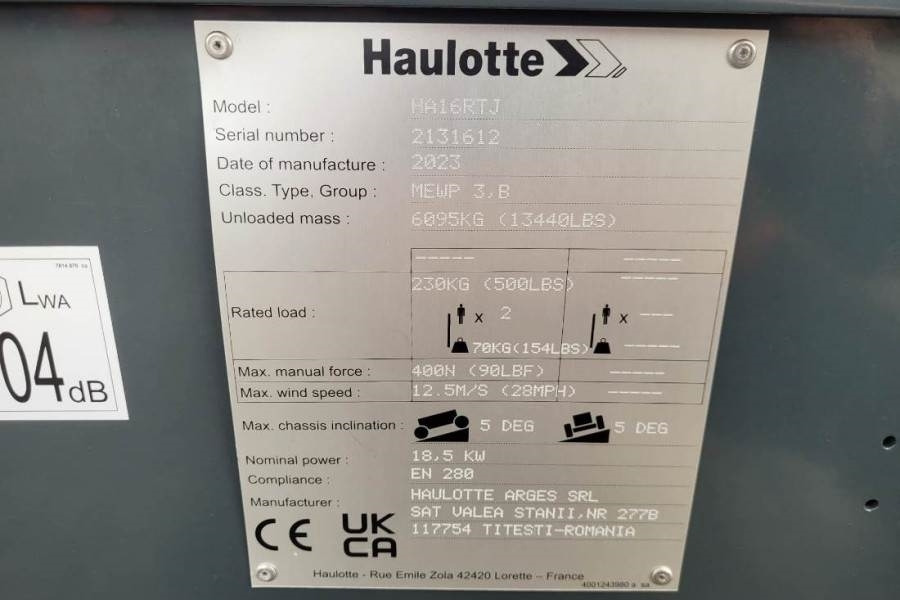 Haulotte HA16RTJ Valid Inspection, *Guarantee! Diesel, 4x4  finansal kiralama Haulotte HA16RTJ Valid Inspection, *Guarantee! Diesel, 4x4: fotoğraf 15