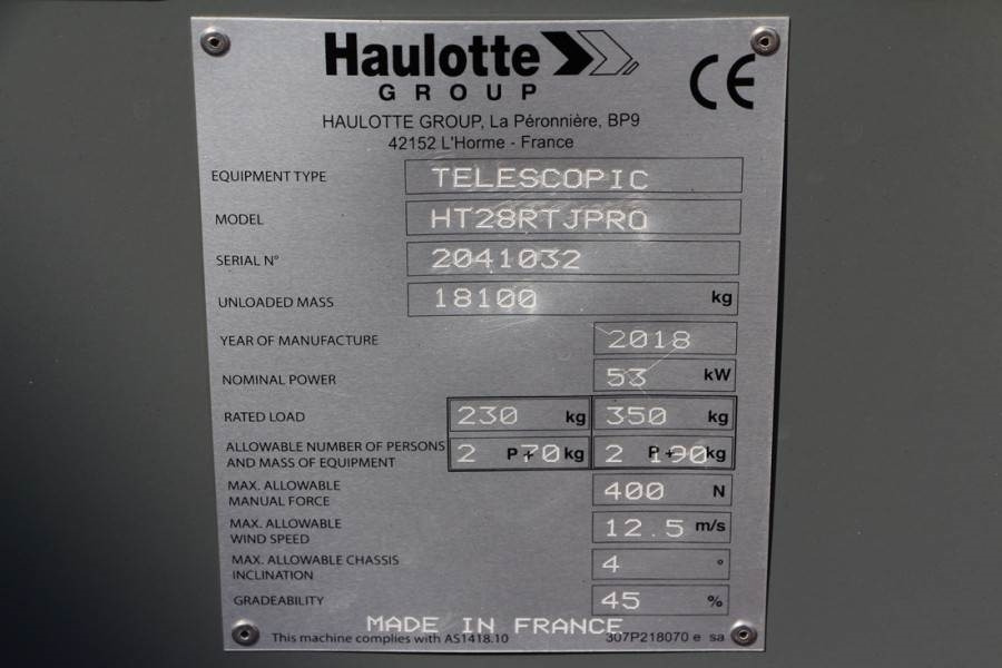 Teleskopik platform Haulotte HT28RTJ Pro Diesel, 4x4 Drive, 27.9 m Working Heig: fotoğraf 6
