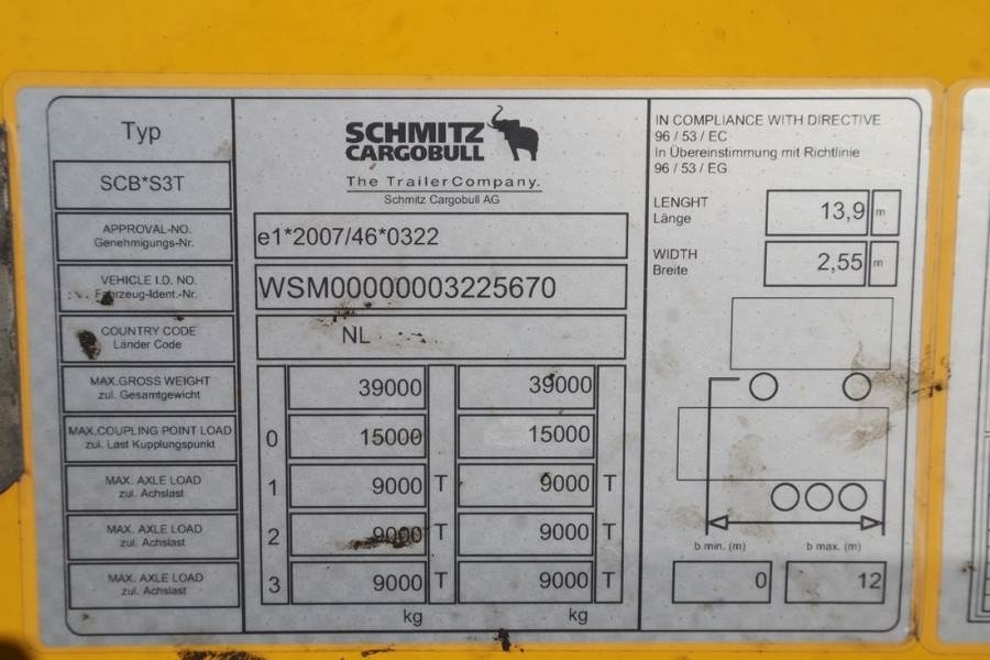 Tenteli römork Schmitz Cargobull SCB3ST CoC Documents, TuV Loading Certif: fotoğraf 6