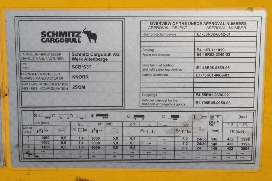 Tenteli römork Schmitz Cargobull SCB3ST CoC Documents, TuV Loading Certif: fotoğraf 7
