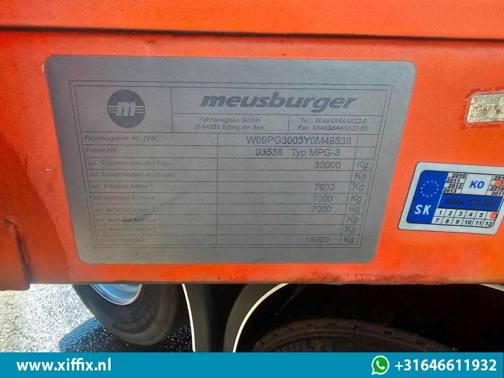 Alçak çerçeveli platform dorse Meusburger 3-ass. Dieplader met huifopbouw / Naloop gestuurd: fotoğraf 12