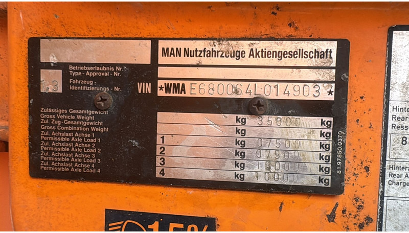 MAN 35.403 (8X6 / 3 PONTS / LAMES / GRAND PONT / 6 CYLINDER / STEEL SUSP.) - Damperli kamyon: fotoğraf 3 MAN 35.403 (8X6 / 3 PONTS / LAMES / GRAND PONT / 6 CYLINDER / STEEL SUSP.) - Damperli kamyon: fotoğraf 3