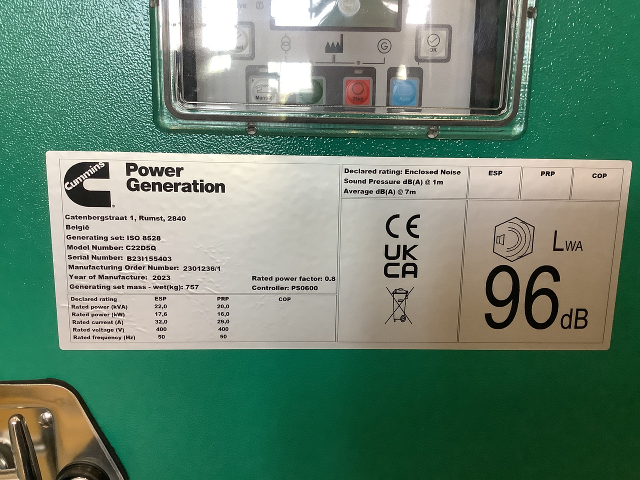 Cummins C22D5Q. 22KVA Generator. Brand new. - Elektrikli jeneratör: fotoğraf 4 Cummins C22D5Q. 22KVA Generator. Brand new. - Elektrikli jeneratör: fotoğraf 4