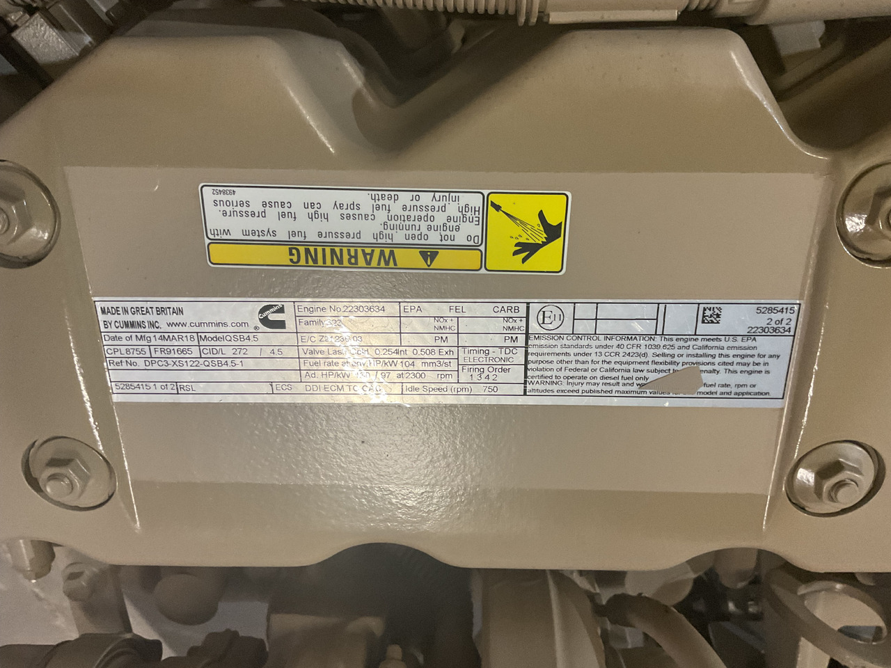 Cummins QSB 4.5 - Motor: fotoğraf 3 Cummins QSB 4.5 - Motor: fotoğraf 3