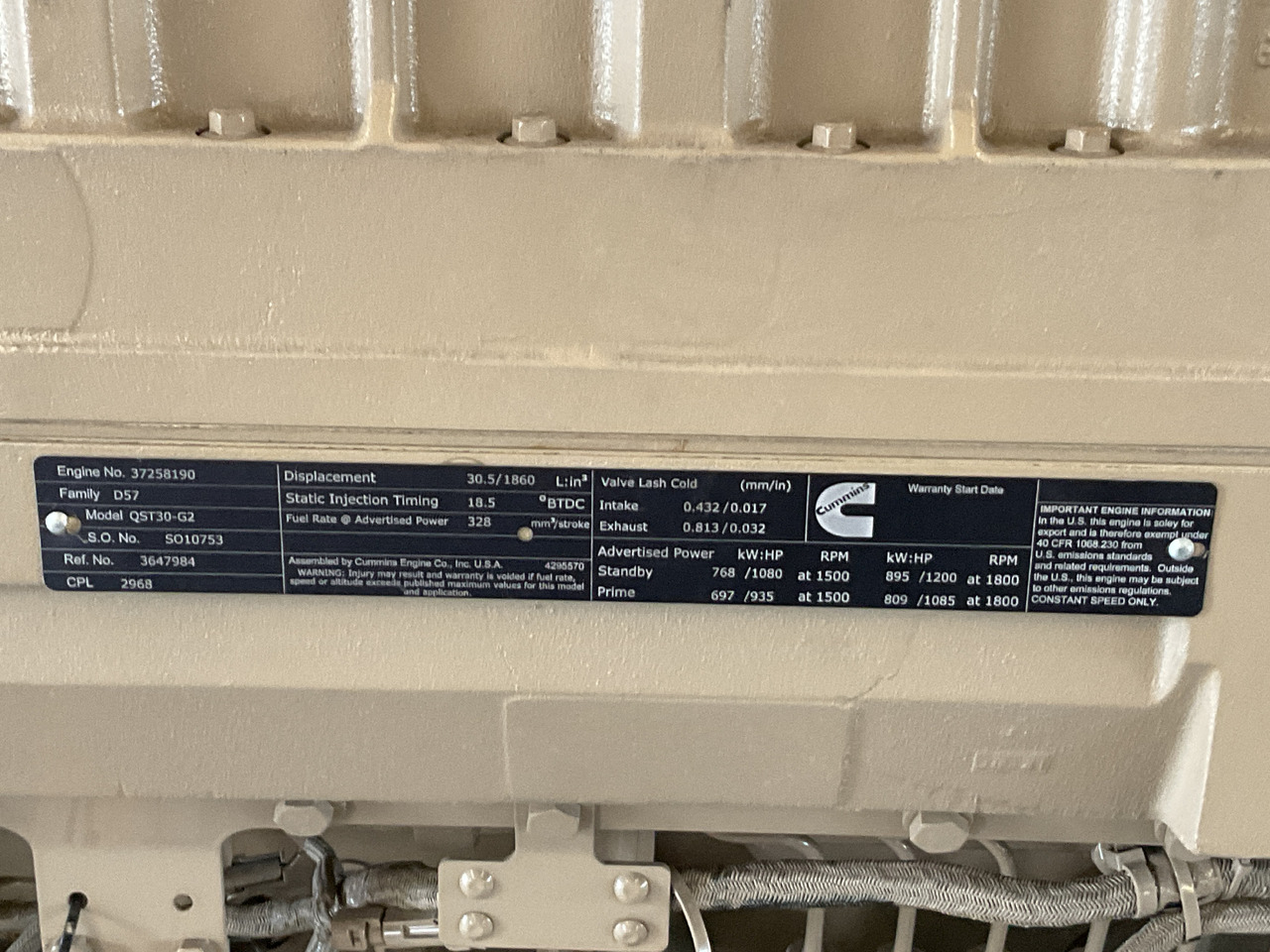 Cummins QST30G2, 1200KVA, Brand new. - Elektrikli jeneratör: fotoğraf 3 Cummins QST30G2, 1200KVA, Brand new. - Elektrikli jeneratör: fotoğraf 3