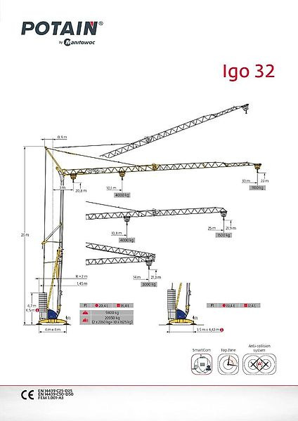 Potain IGO 32 - Kendi kendini kuran kule vinç: fotoğraf 1 Potain IGO 32 - Kendi kendini kuran kule vinç: fotoğraf 1