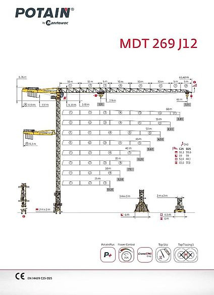 Potain MDT 269 J 12 - Kule vinç: fotoğraf 1 Potain MDT 269 J 12 - Kule vinç: fotoğraf 1