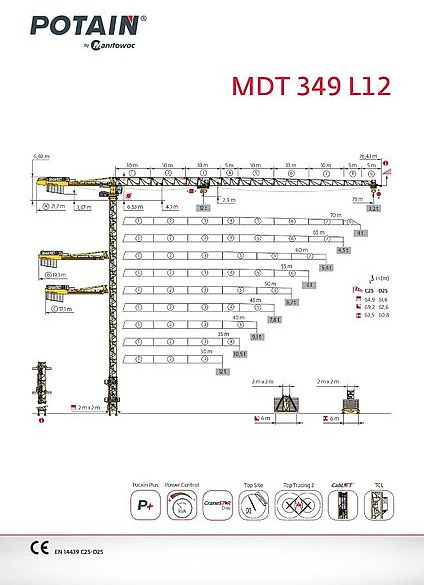 Potain MDT 349 L 12 - Kule vinç: fotoğraf 1 Potain MDT 349 L 12 - Kule vinç: fotoğraf 1