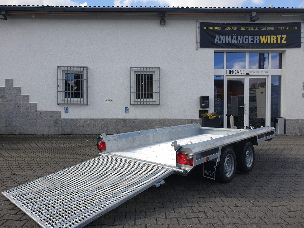 HULCO TERRAX Aluboden 294x150x27cm Heckrampe 150cm (M) 3500kg - İş makinası römorku: fotoğraf 1 HULCO TERRAX Aluboden 294x150x27cm Heckrampe 150cm (M) 3500kg - İş makinası römorku: fotoğraf 1