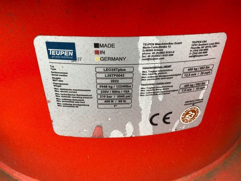 Örümcek platform Teupen LEO35T/PLUS a réparer: fotoğraf 14 Örümcek platform Teupen LEO35T/PLUS a réparer: fotoğraf 14