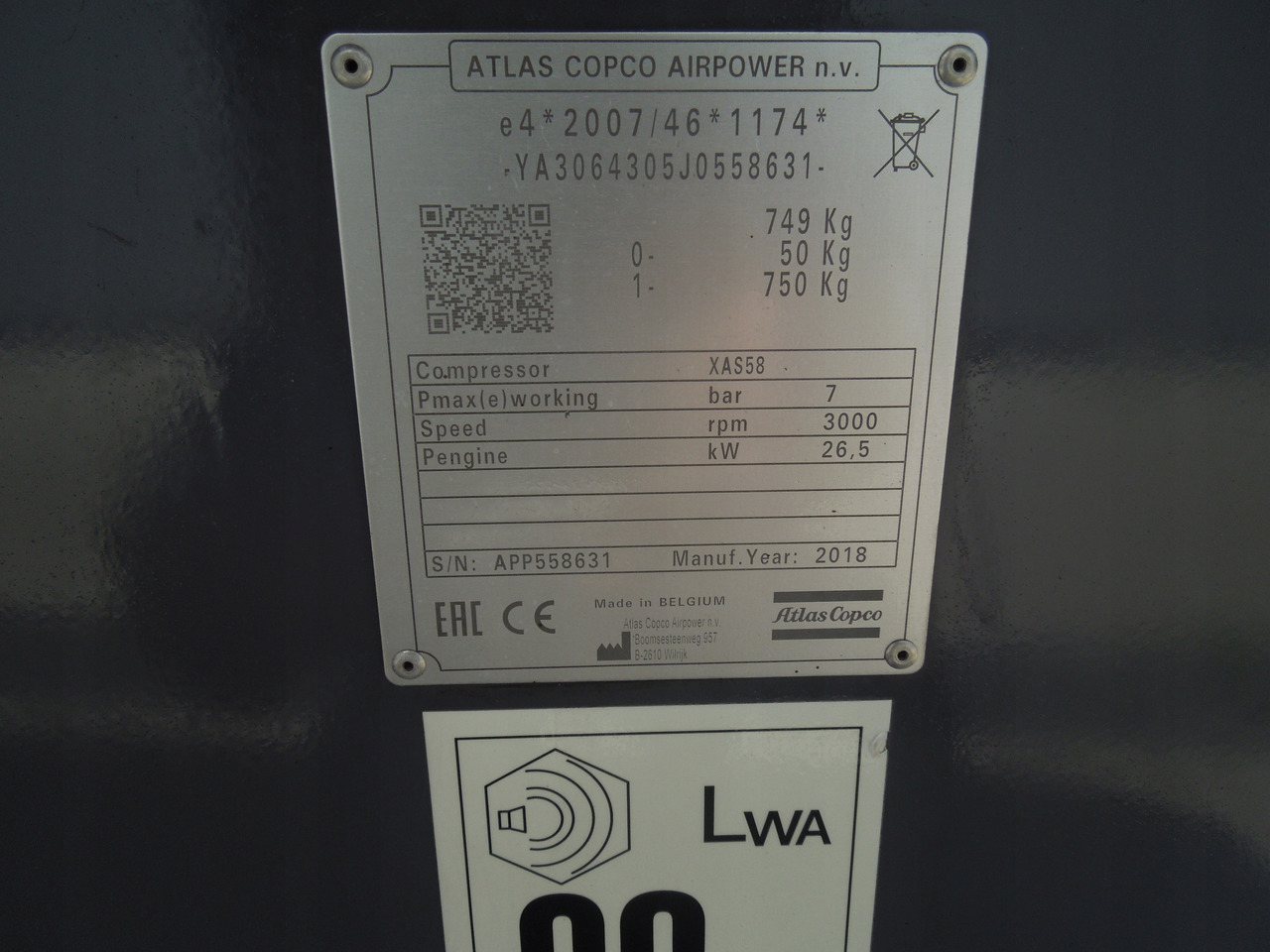 Atlas Copco XAS58 - Hava kompresörü: fotoğraf 2 Atlas Copco XAS58 - Hava kompresörü: fotoğraf 2