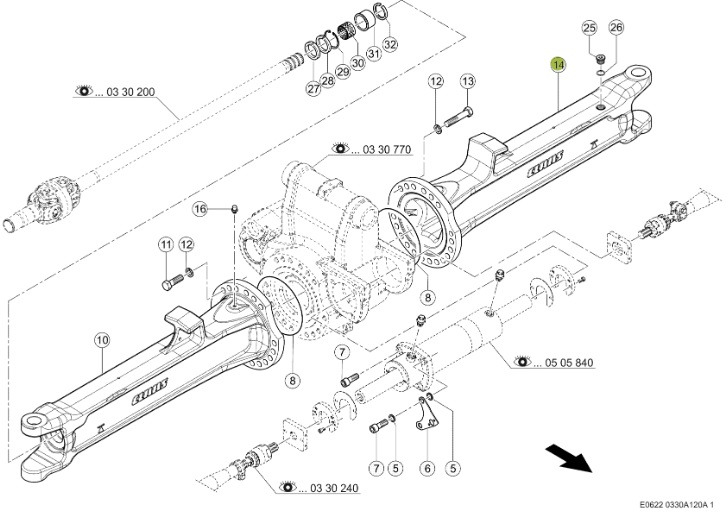 Claas Jaguar 970 - tylna oś napędowa - obudowa osi PRAWA 0015048860 - Arka aks - Tarım araçları: fotoğraf 1 Claas Jaguar 970 - tylna oś napędowa - obudowa osi PRAWA 0015048860 - Arka aks - Tarım araçları: fotoğraf 1