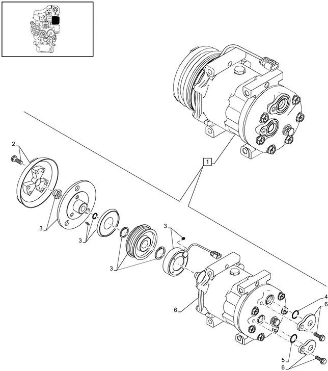 New Holland T6010 T6090 T6070 Sprezarka klimatyz 12v, 43w, w/ pulley 87709785 - Klima kompresörü - Traktör: fotoğraf 1 New Holland T6010 T6090 T6070 Sprezarka klimatyz 12v, 43w, w/ pulley 87709785 - Klima kompresörü - Traktör: fotoğraf 1