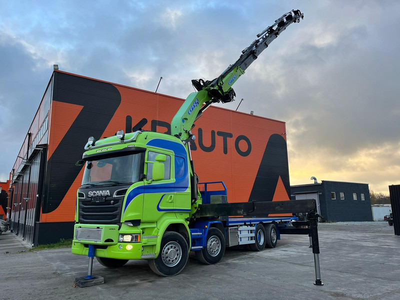 Scania R 520 8x2*6 EFFER 685/6S / WINCH / JIB CONNECTION / PLATFORM L=6423 mm - Sal/ Açık kasa kamyon, Vinçli kamyon: fotoğraf 1 Scania R 520 8x2*6 EFFER 685/6S / WINCH / JIB CONNECTION / PLATFORM L=6423 mm - Sal/ Açık kasa kamyon, Vinçli kamyon: fotoğraf 1