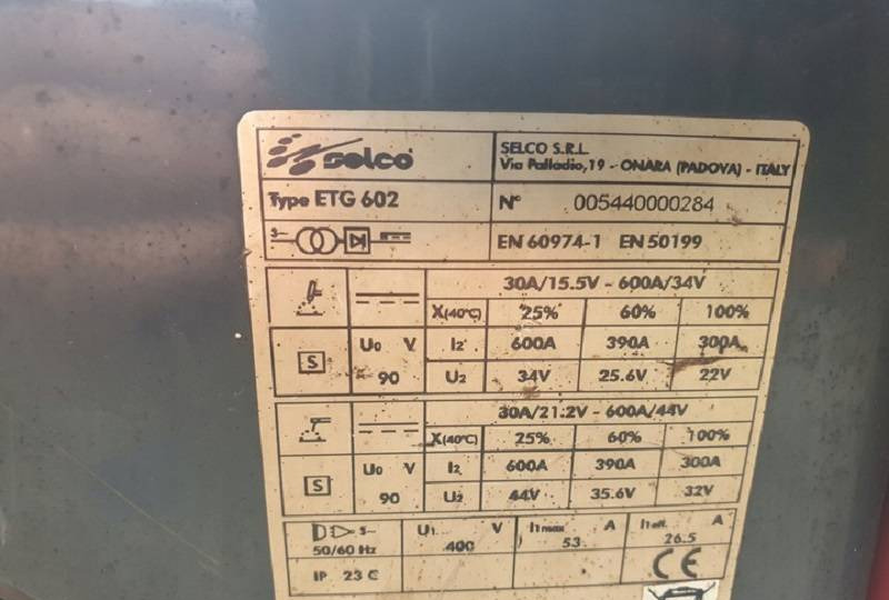 SELCO ETG 602, - Kaynak ekipmanları: fotoğraf 4 SELCO ETG 602, - Kaynak ekipmanları: fotoğraf 4