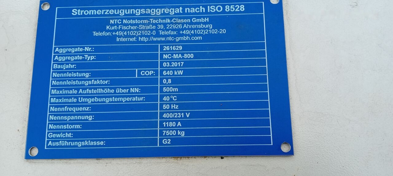MAN MAN Generator Set Stamford 640 KW 800 KVA Diesel, 2017 Model, 931 HP, 8000 kg, Low Hours, For Sale in Poland - Elektrikli jeneratör: fotoğraf 3 MAN MAN Generator Set Stamford 640 KW 800 KVA Diesel, 2017 Model, 931 HP, 8000 kg, Low Hours, For Sale in Poland - Elektrikli jeneratör: fotoğraf 3