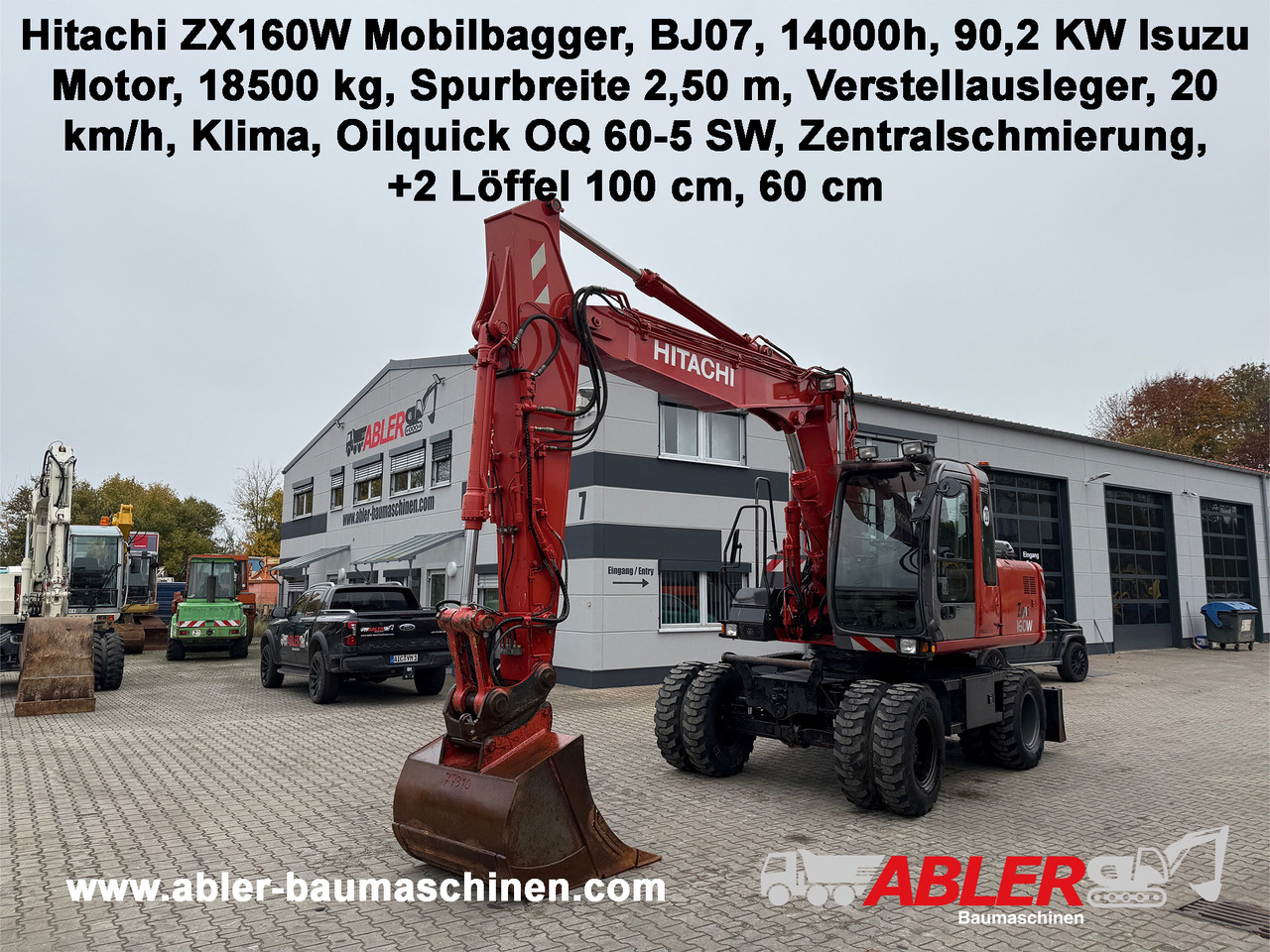 Hitachi ZX 160 W Mobilbagger Klima Zentralschmierung OQ 60-5 - Tekerlekli ekskavatör: fotoğraf 1 Hitachi ZX 160 W Mobilbagger Klima Zentralschmierung OQ 60-5 - Tekerlekli ekskavatör: fotoğraf 1