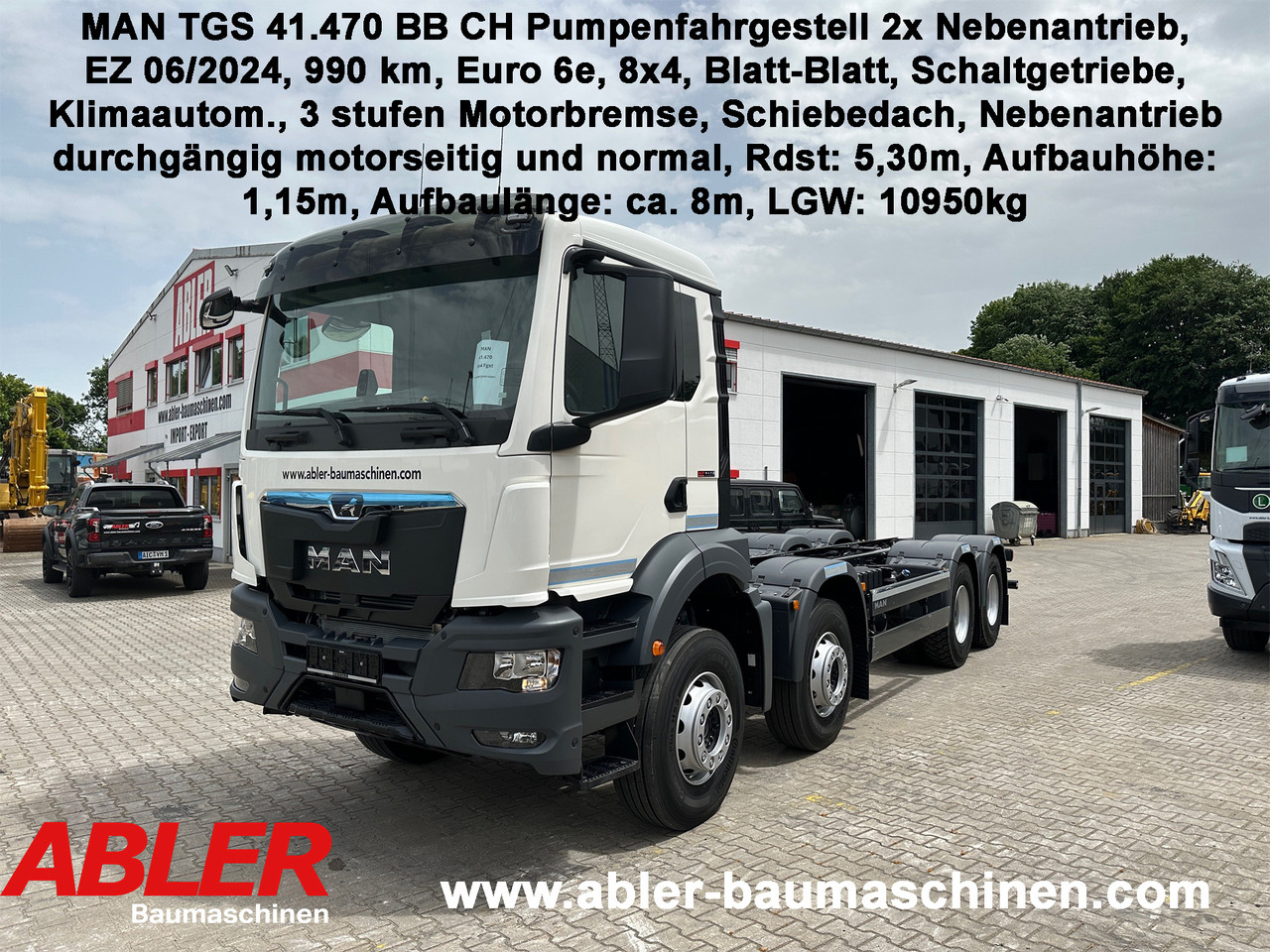 MAN TGS 41.470 8x4 BB CH Pumpenfahrgestell 2x Nebenatrieb - Şasi kamyon: fotoğraf 1 MAN TGS 41.470 8x4 BB CH Pumpenfahrgestell 2x Nebenatrieb - Şasi kamyon: fotoğraf 1